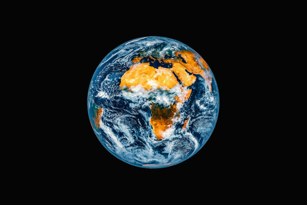 Glowing global network of connections over the earth